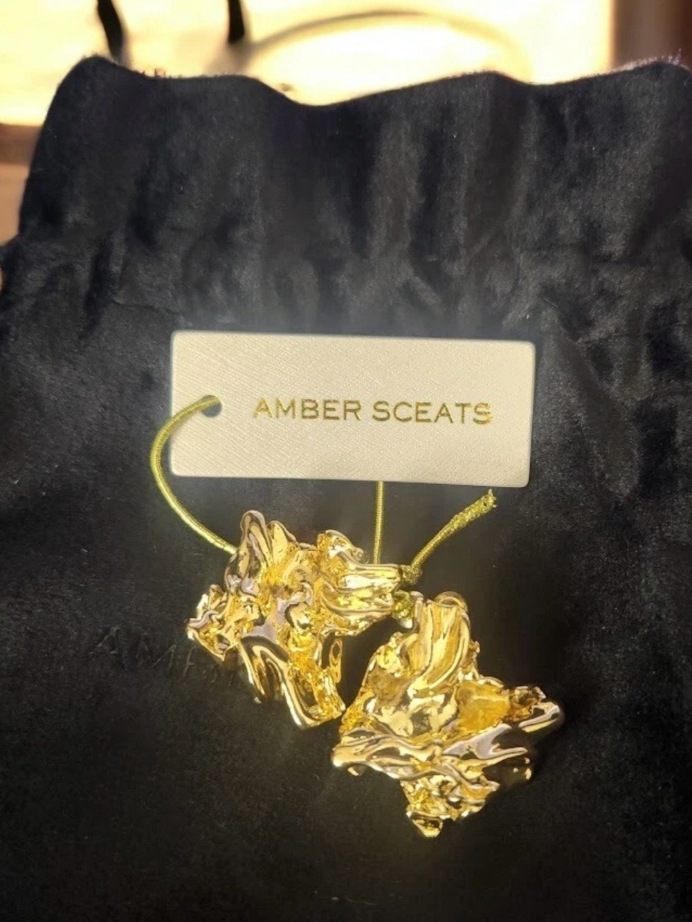 AMBER SCEATS Gold Reese Post
Statement Earrings